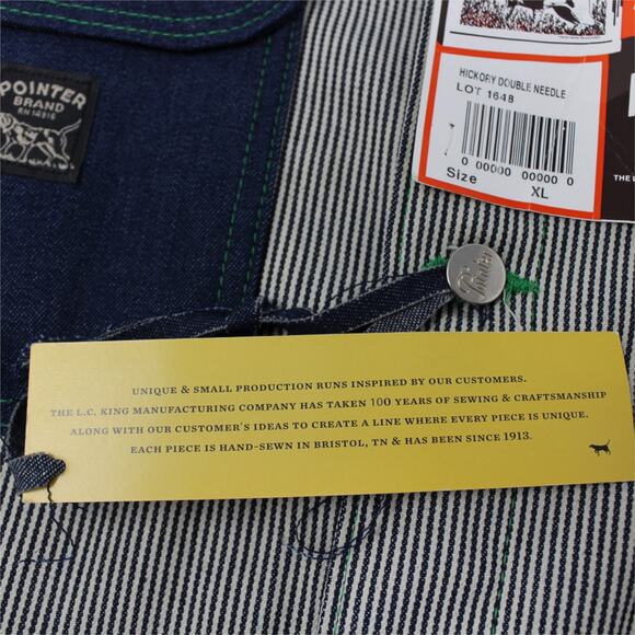 XL PointerBrand LCKing HickoryStripe ChoreCoat DoubleNeedle GreenStitch USA - Picture 15 of 16